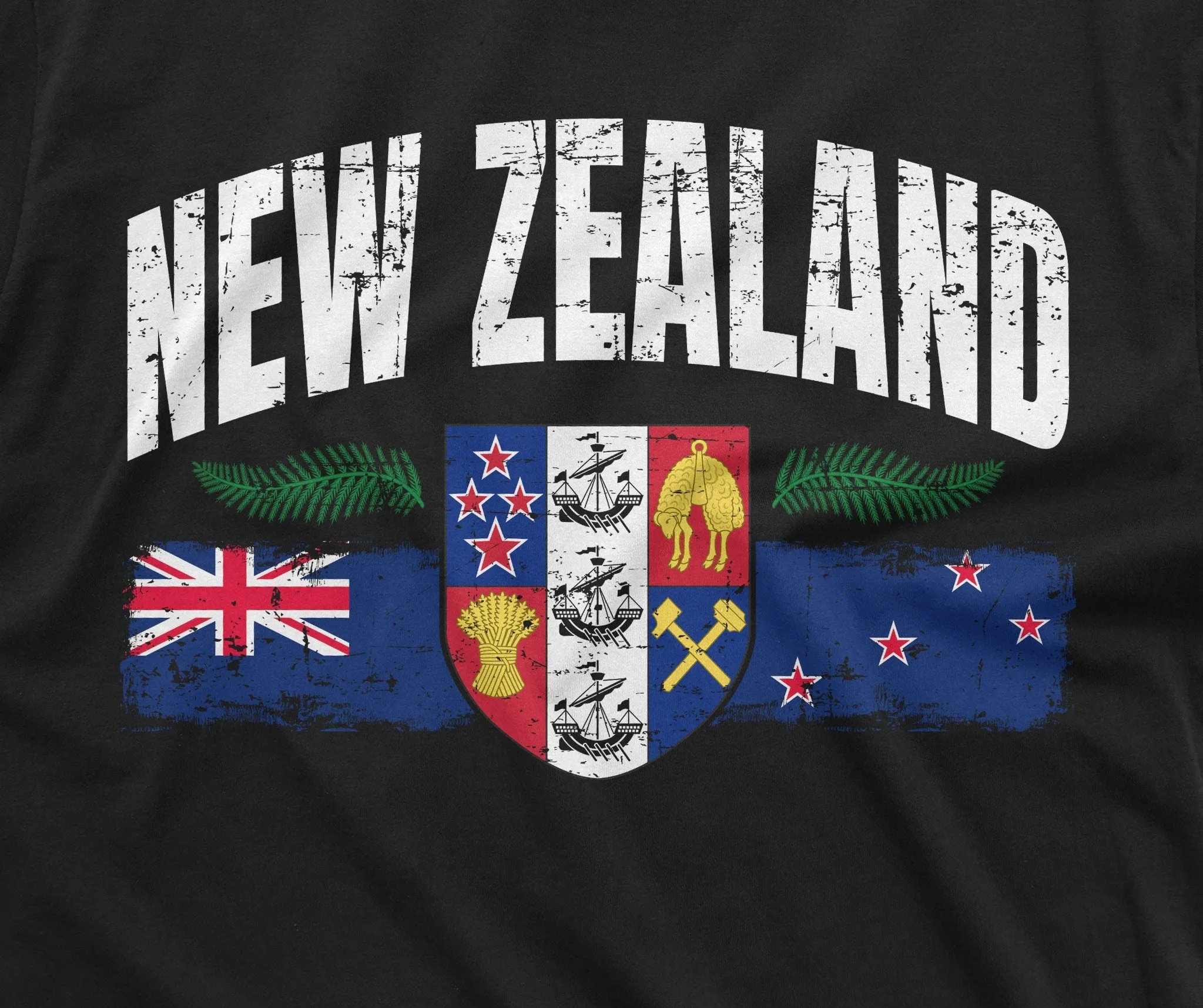 New Zealand T-shirt Mens Womens Kiwi New Zealand Flag Tee Shirt