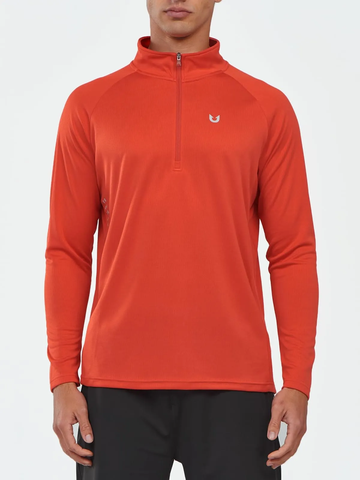 NORTHYARD Men's Running Shirt Long Sleeve Quarter Zip Pullover Moisture Wicking Quick Dry Athletic Workout Shirts RED