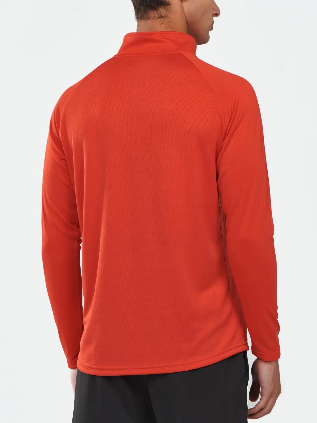 NORTHYARD Men's Running Shirt Long Sleeve Quarter Zip Pullover Moisture Wicking Quick Dry Athletic Workout Shirts RED
