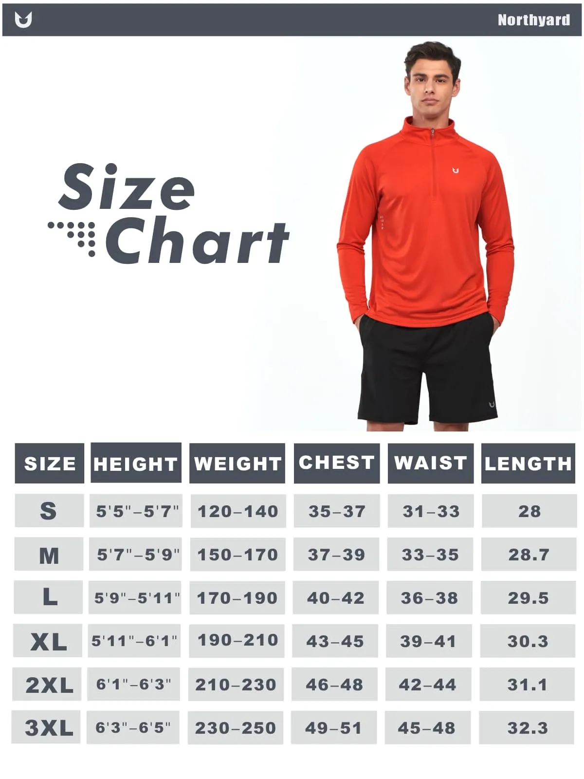 NORTHYARD Men's Running Shirt Long Sleeve Quarter Zip Pullover Moisture Wicking Quick Dry Athletic Workout Shirts RED