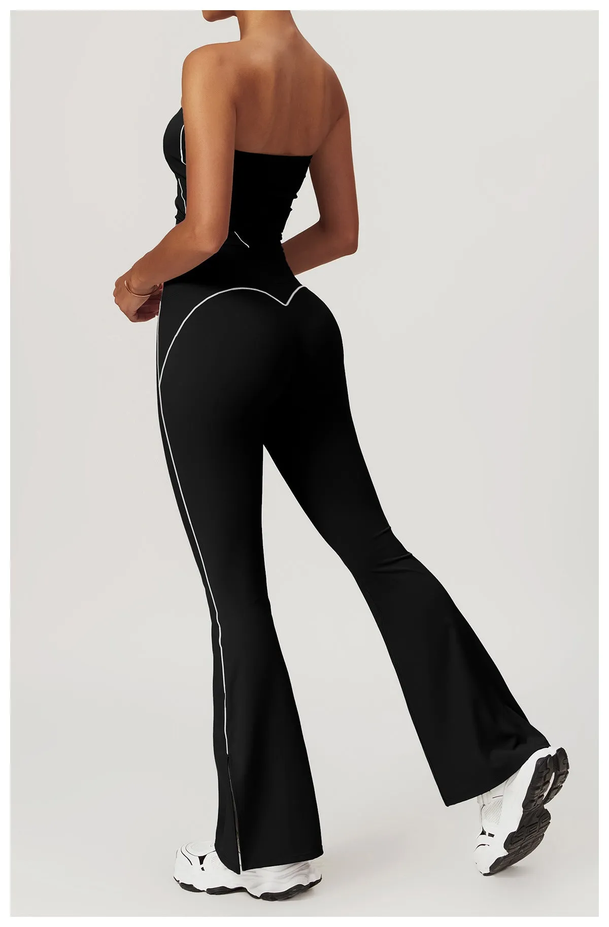 Nude Feel Stripe High Waist Yoga Two Piece Set