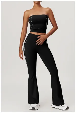 Nude Feel Stripe High Waist Yoga Two Piece Set