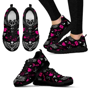 Nurse Caduceus Women's Sneakers Black Soles