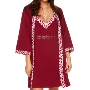 NWT Bebe Red Two Piece Pajama Bath Robe Sleepwear