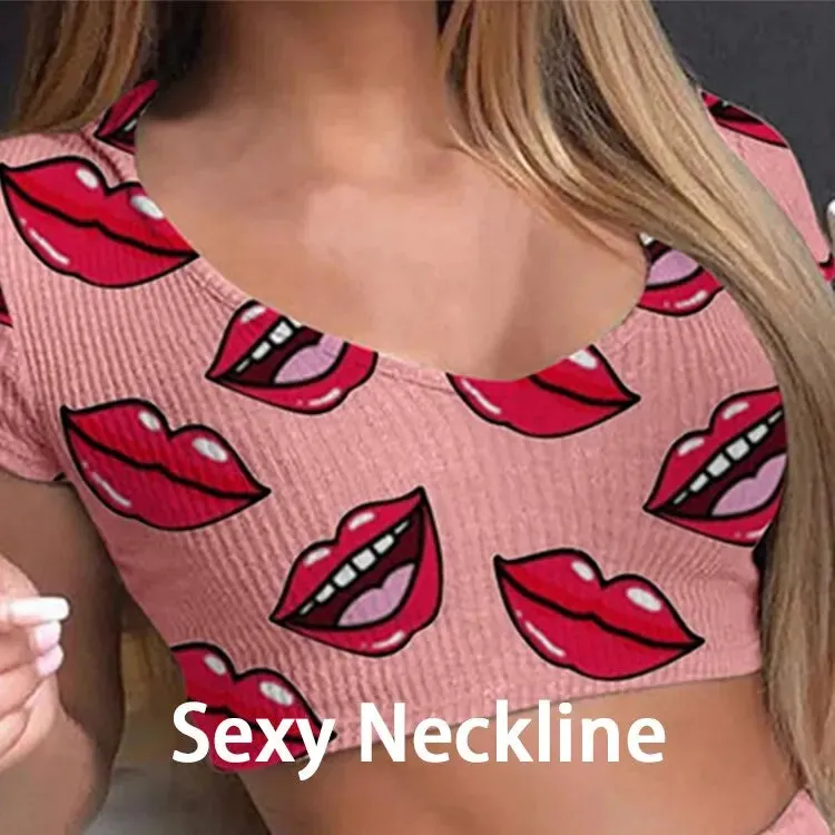 Obsidian Phoenix Women’s Lips Print Pajama Set