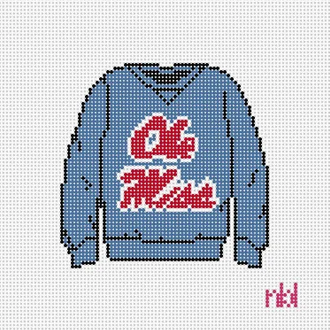 Ole Miss Sweatshirt Needlepoint Canvas