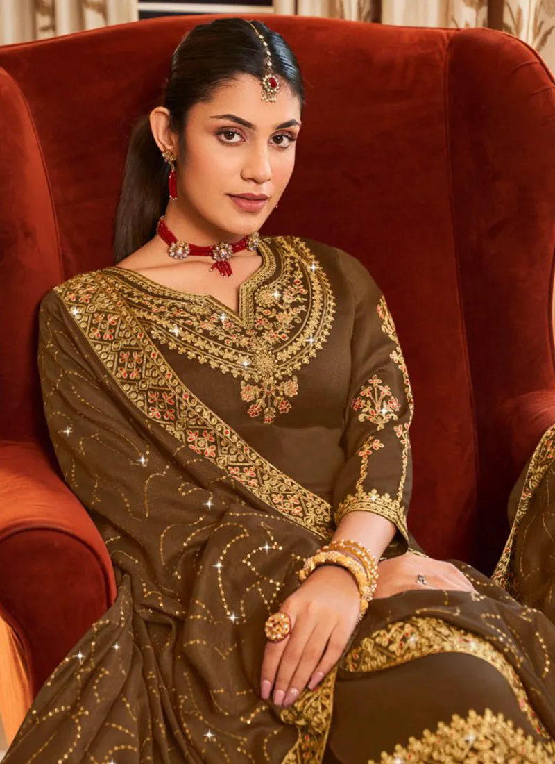 Olive Green Embroidery Designer Salwar Suit