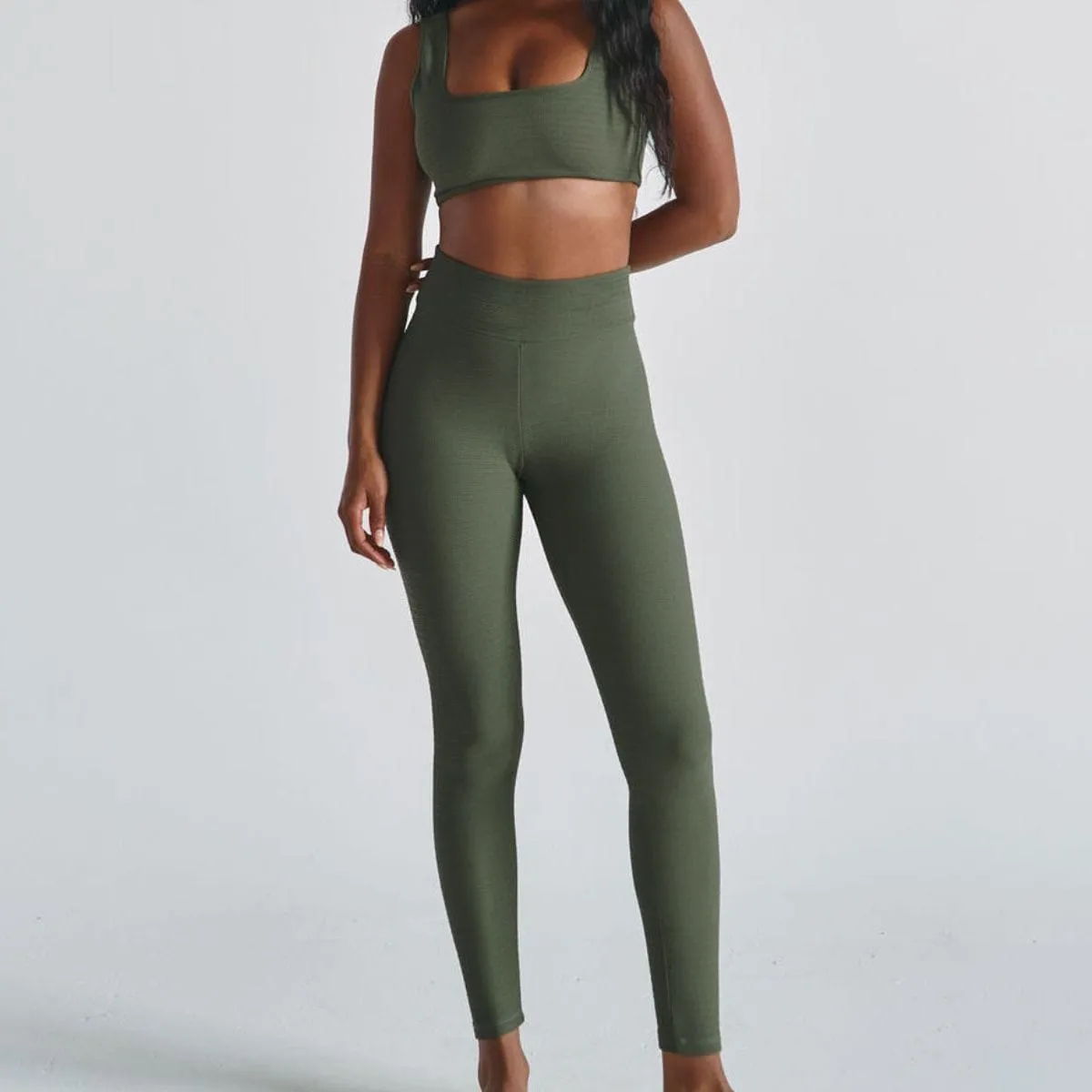 Olive Micro Scrunch Classic Legging