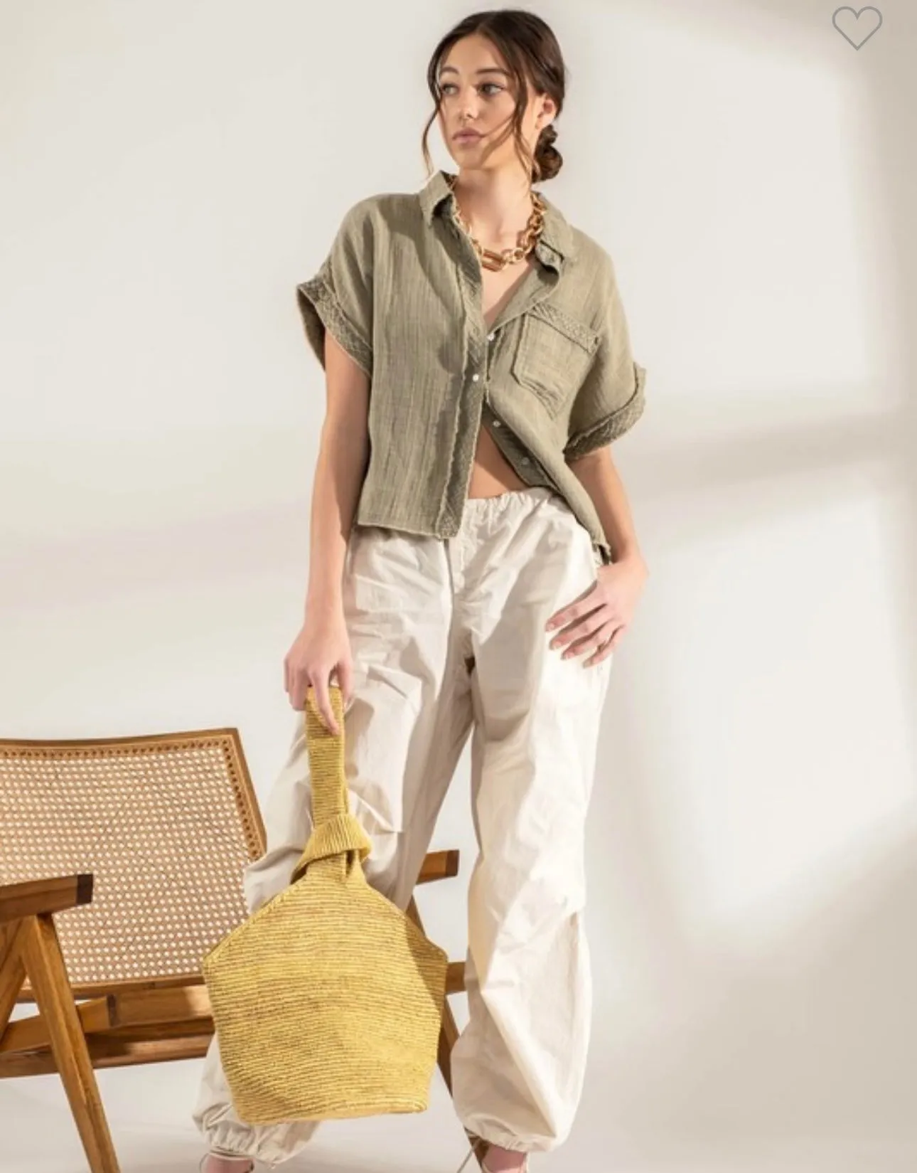 Olive Mineral Wash Blouse