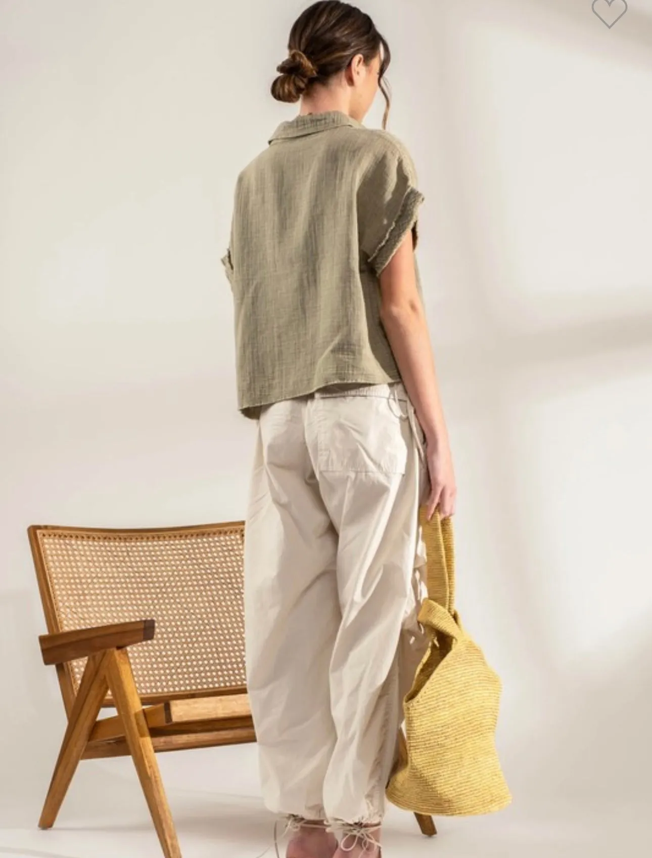Olive Mineral Wash Blouse