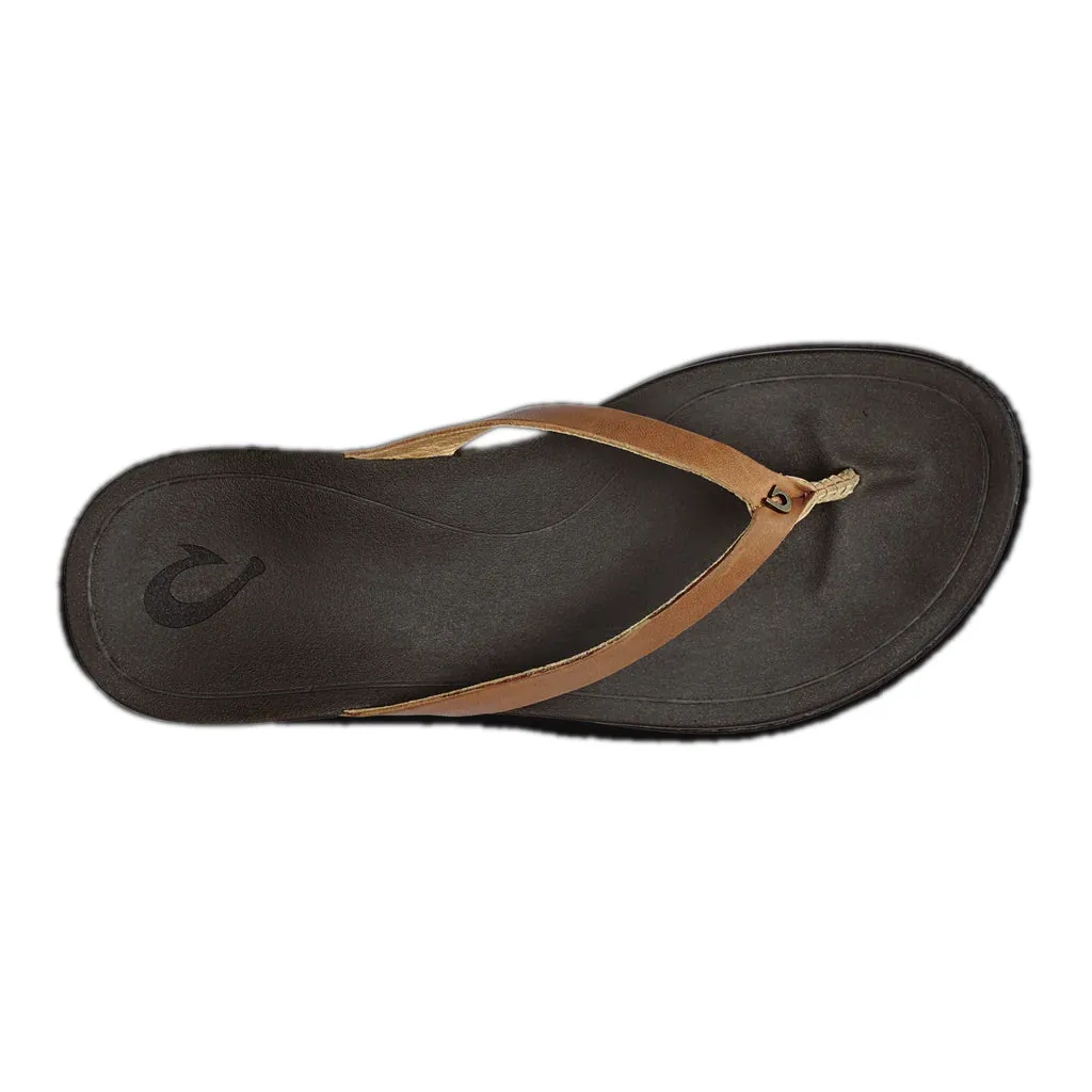Olukai Womens Ho'opio Leather Sahara/Dk Java Sandal
