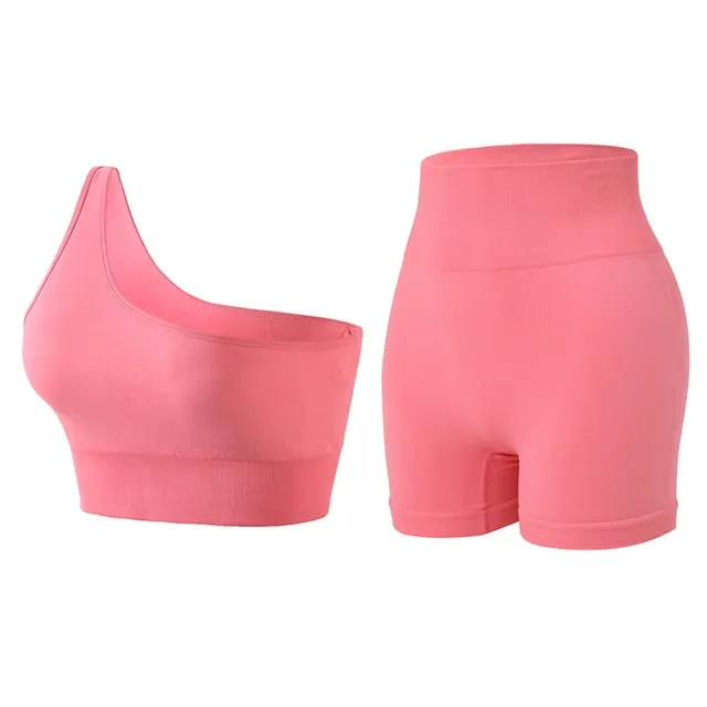 One Shoulder Sports Top and Spandex Set