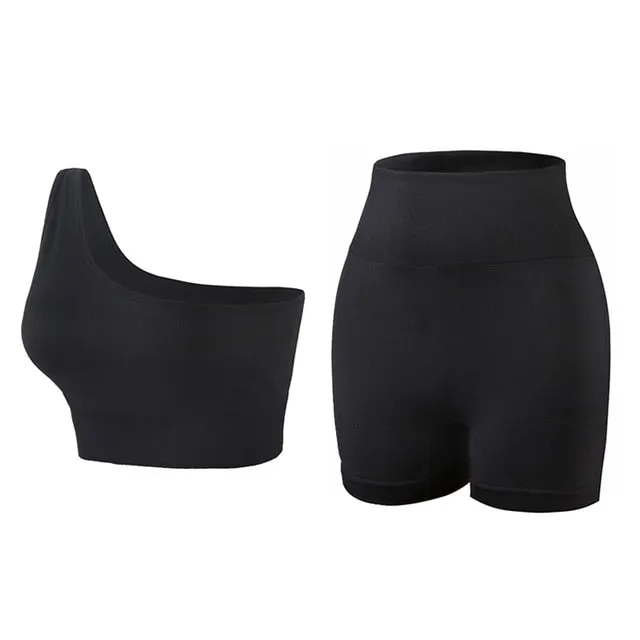 One Shoulder Sports Top and Spandex Set