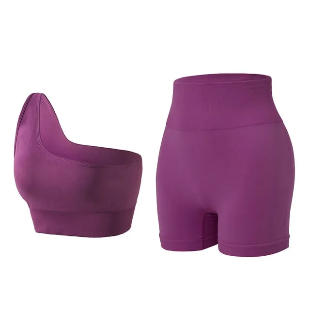 One Shoulder Sports Top and Spandex Set