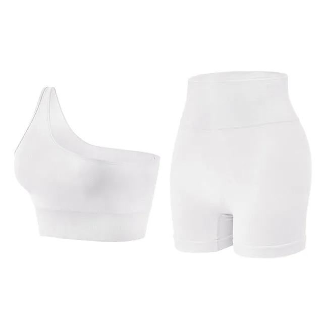 One Shoulder Sports Top and Spandex Set
