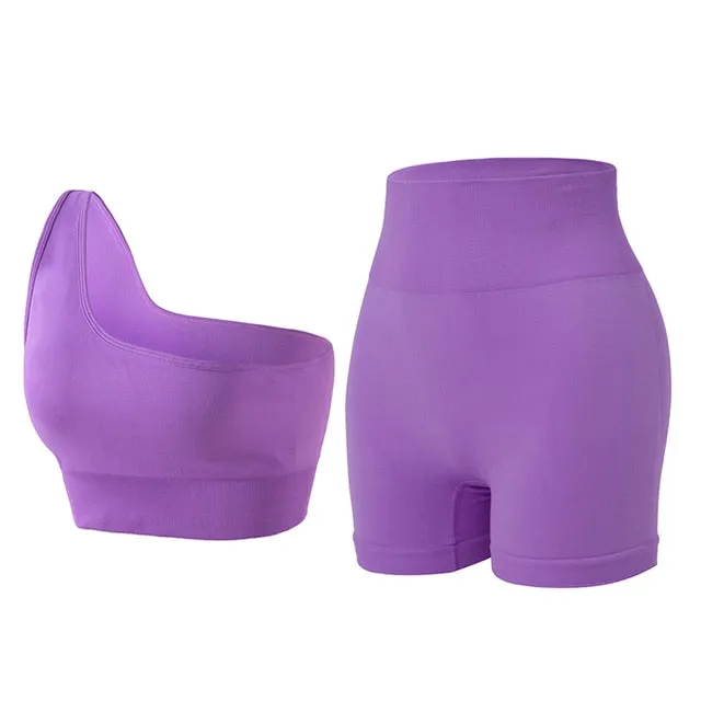 One Shoulder Sports Top and Spandex Set