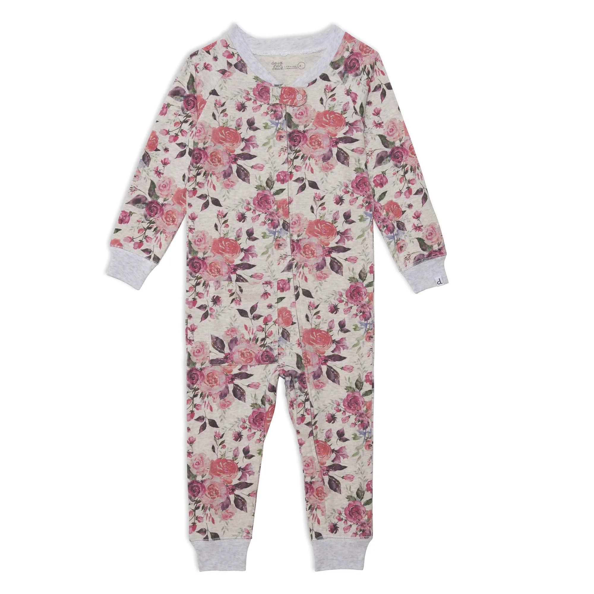 Organic Cotton One Piece Printed Roses Pajama Set