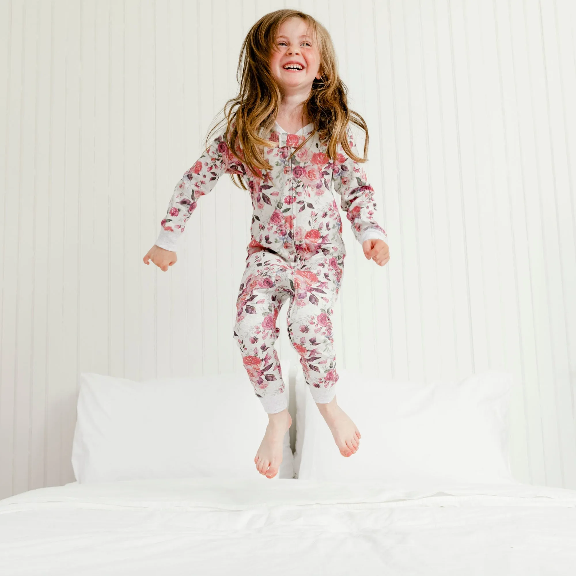 Organic Cotton One Piece Printed Roses Pajama Set