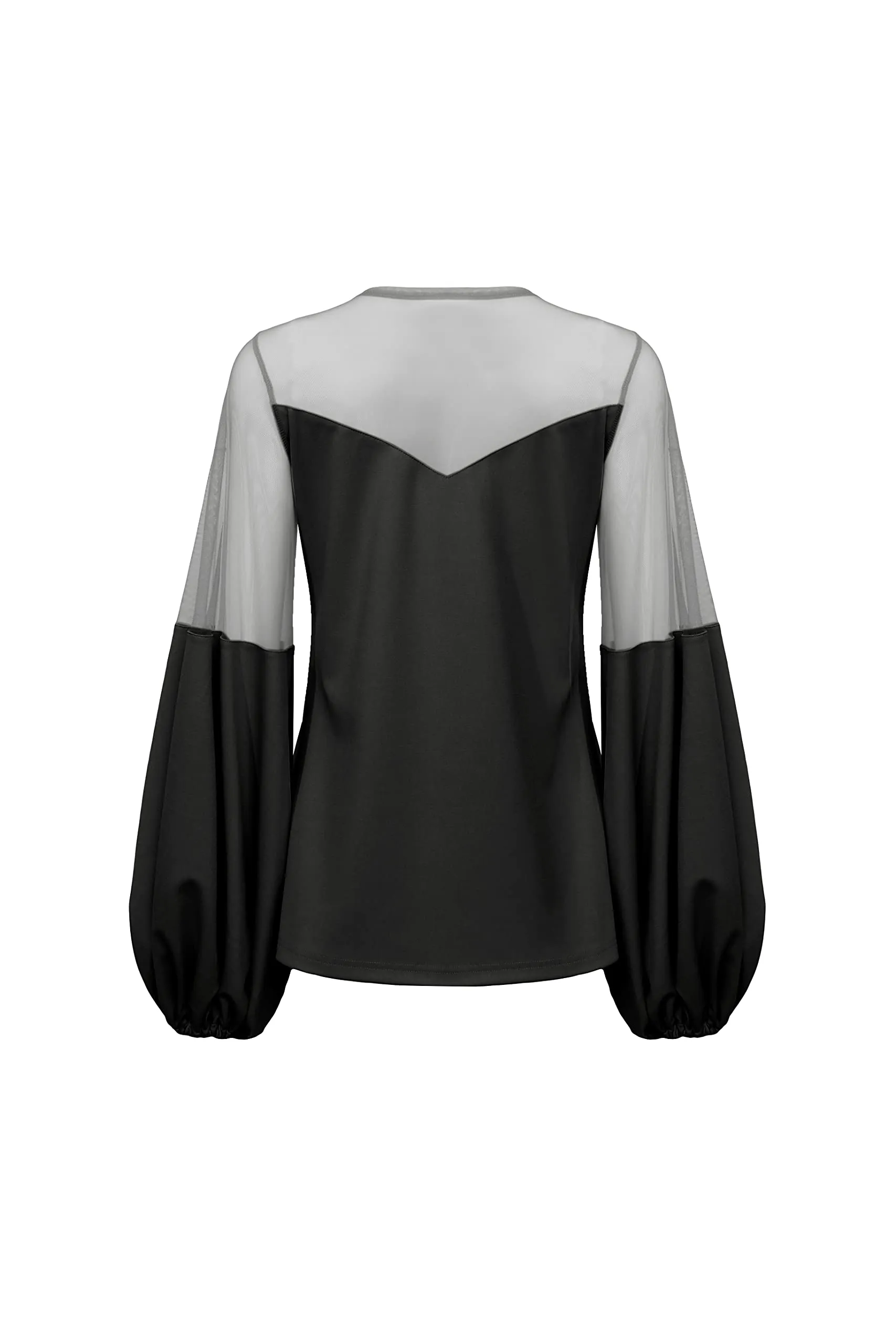 Pantora Women's Tina Sheer Contrast Top, Black, Medium