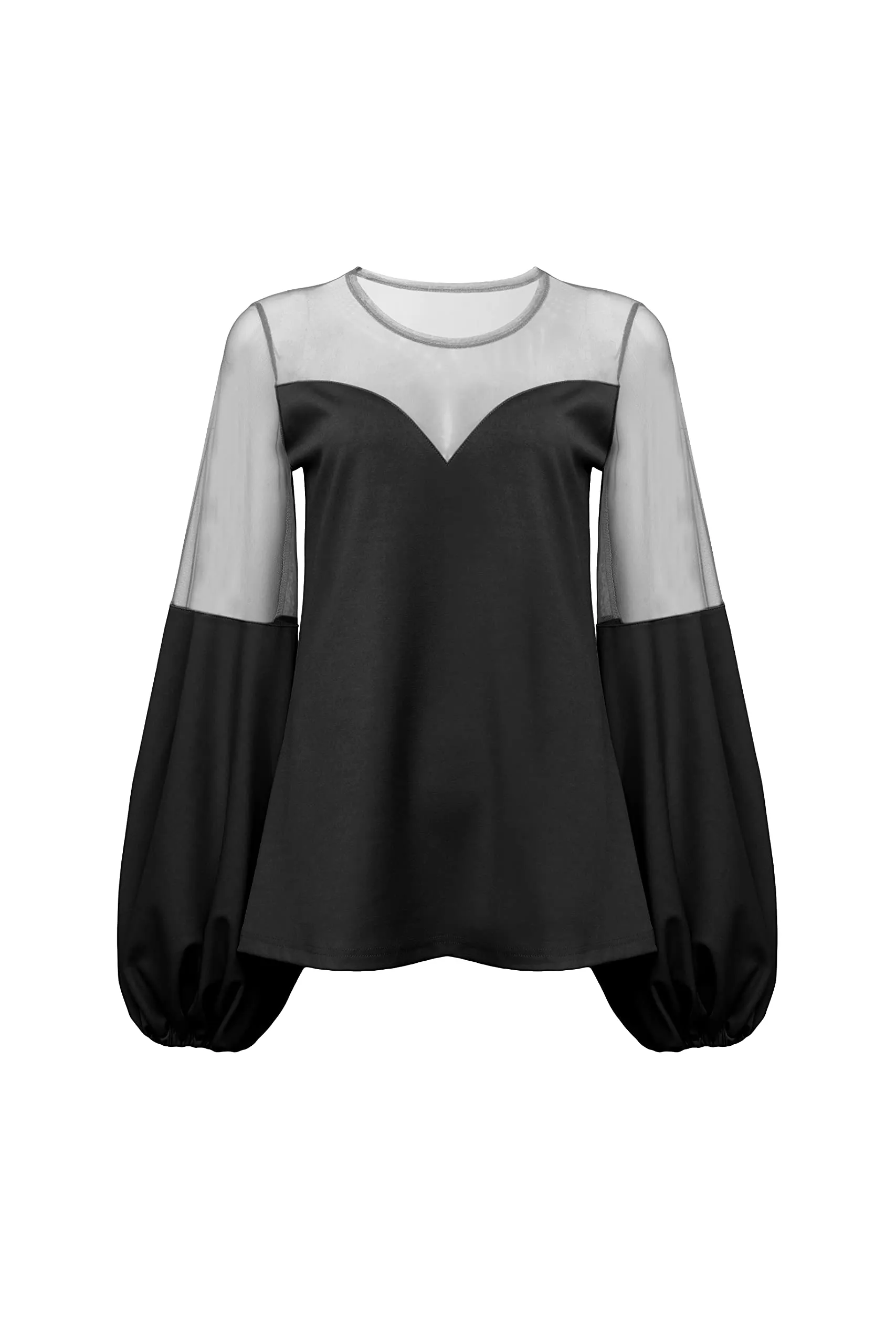 Pantora Women's Tina Sheer Contrast Top, Black, Medium