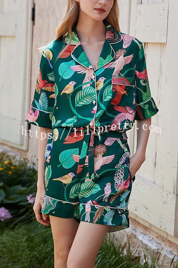 Parrot Print Home Shorts Two-piece Set