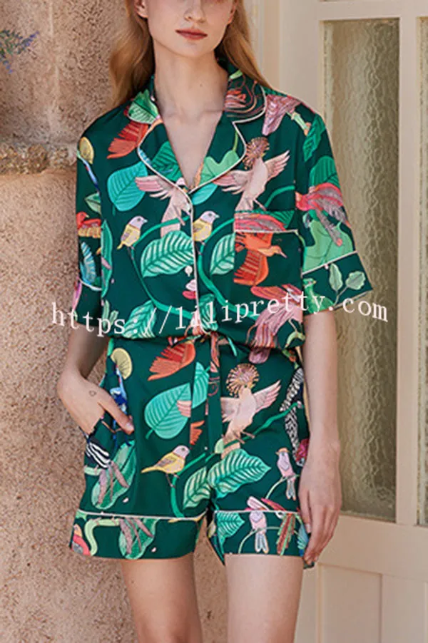 Parrot Print Home Shorts Two-piece Set