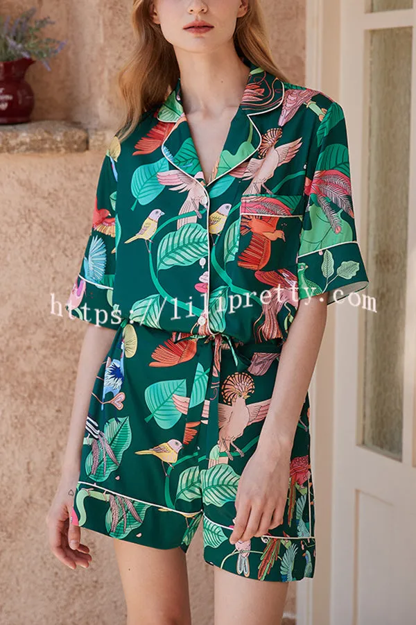 Parrot Print Home Shorts Two-piece Set