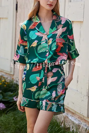 Parrot Print Home Shorts Two-piece Set
