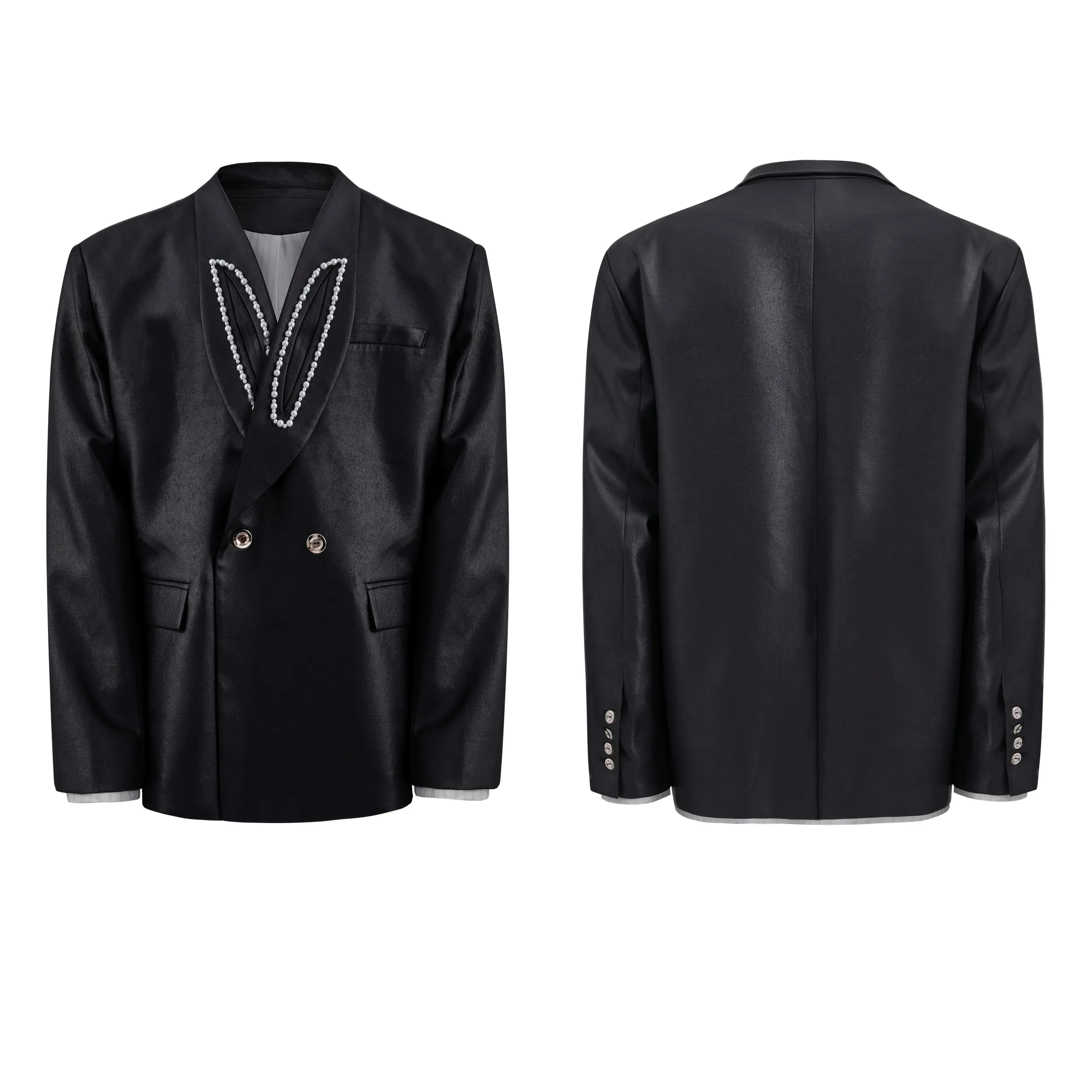 Pearl Embellished Oversized Blazer