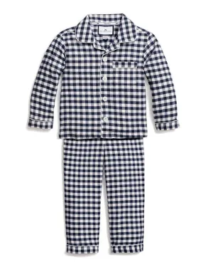 Petite Plume Navy Gingham Twill Pajama Set