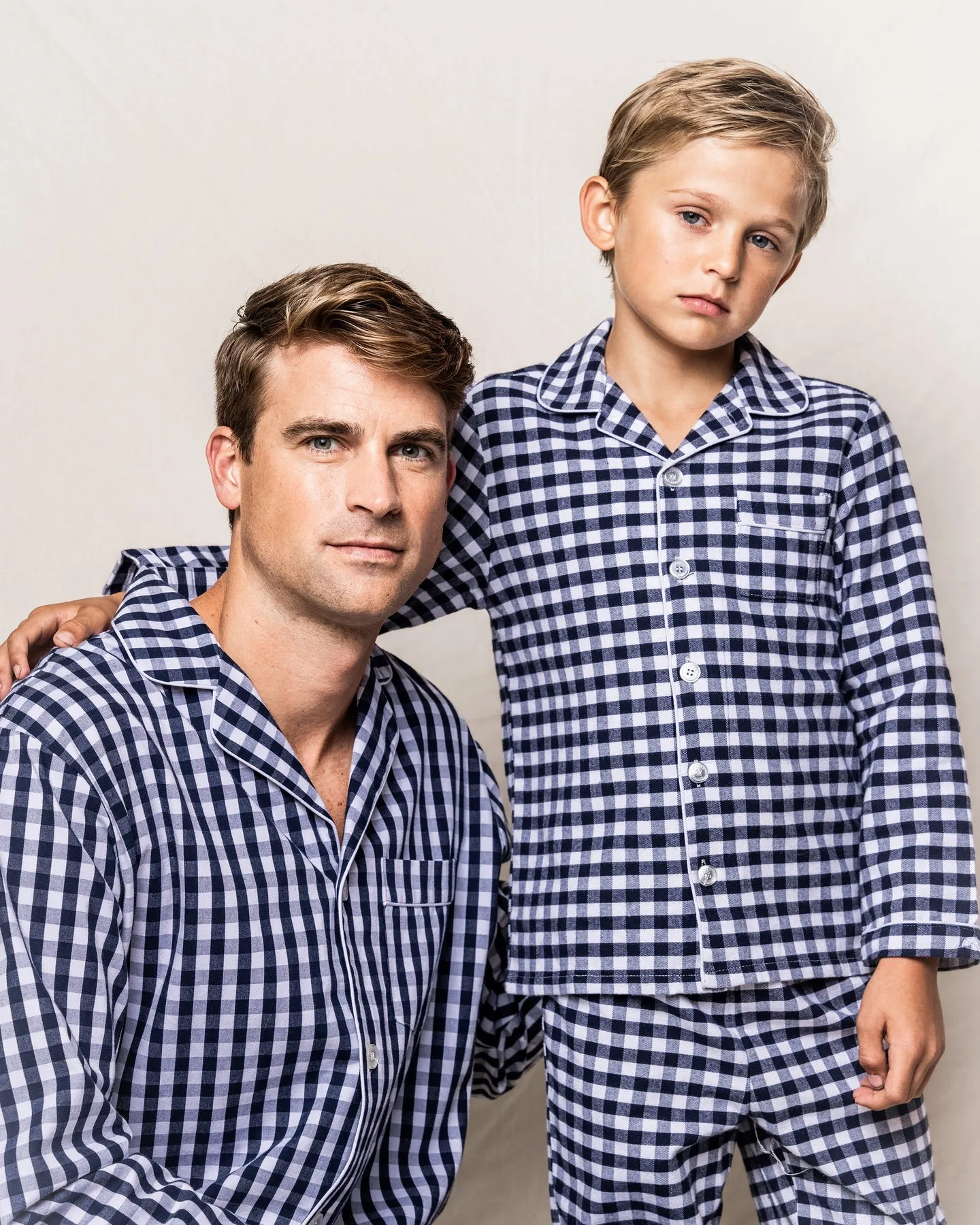 Petite Plume Navy Gingham Twill Pajama Set