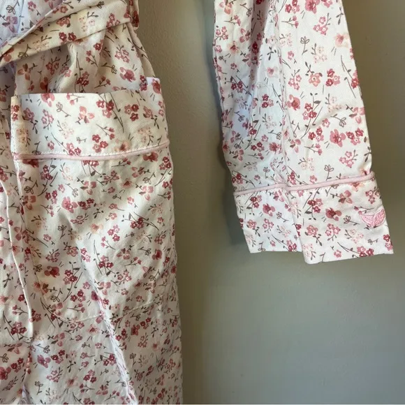 Petite Plume Twill Cotton Robe in Dorset Floral Pink Bathrobe