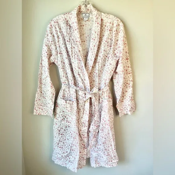 Petite Plume Twill Cotton Robe in Dorset Floral Pink Bathrobe