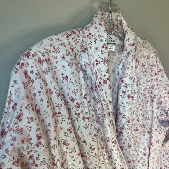 Petite Plume Twill Cotton Robe in Dorset Floral Pink Bathrobe