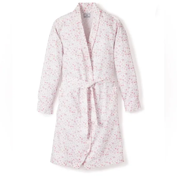 Petite Plume Twill Cotton Robe in Dorset Floral Pink Bathrobe