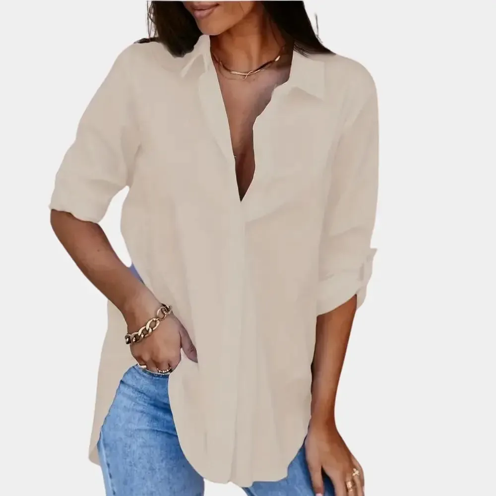 Petronella - Chic Long Sleeve Style Woman's Blouse