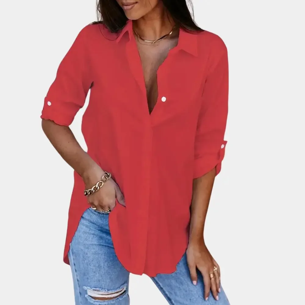 Petronella - Chic Long Sleeve Style Woman's Blouse