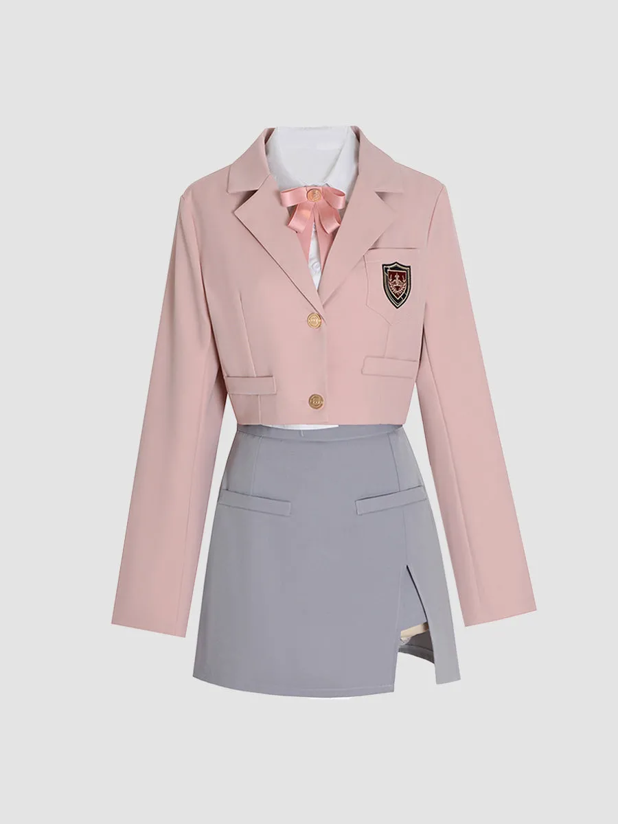 Pink Bow Tie White Shirt Top