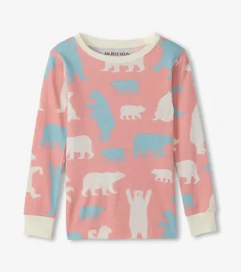 Pink Polar Bears Kids Pajama Set