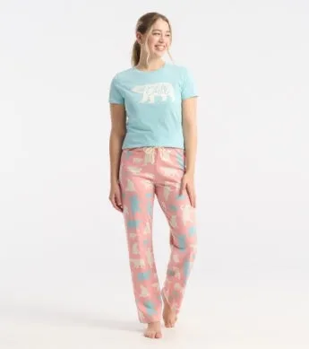 Pink Polar Bears Women's Jersey Pajama Pants