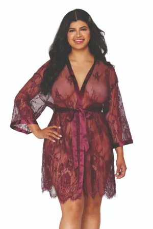 Playful Curvy Eyelash Lace Scallop Robe
