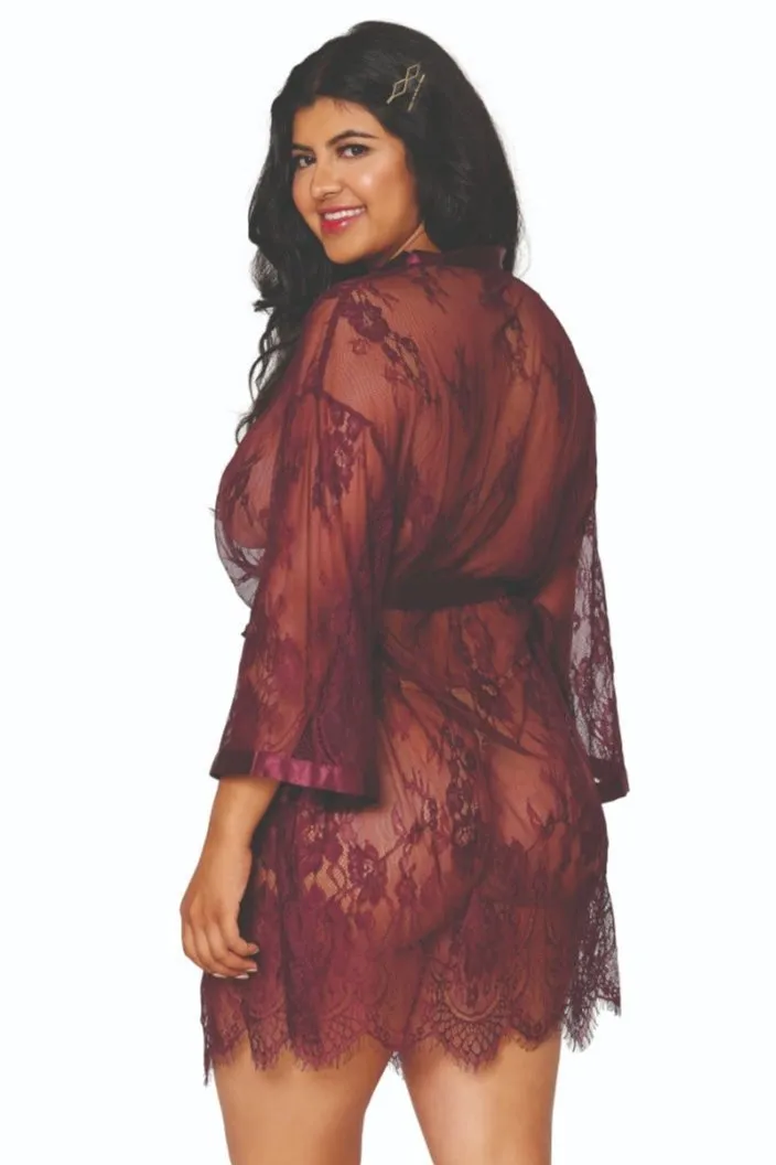 Playful Curvy Eyelash Lace Scallop Robe
