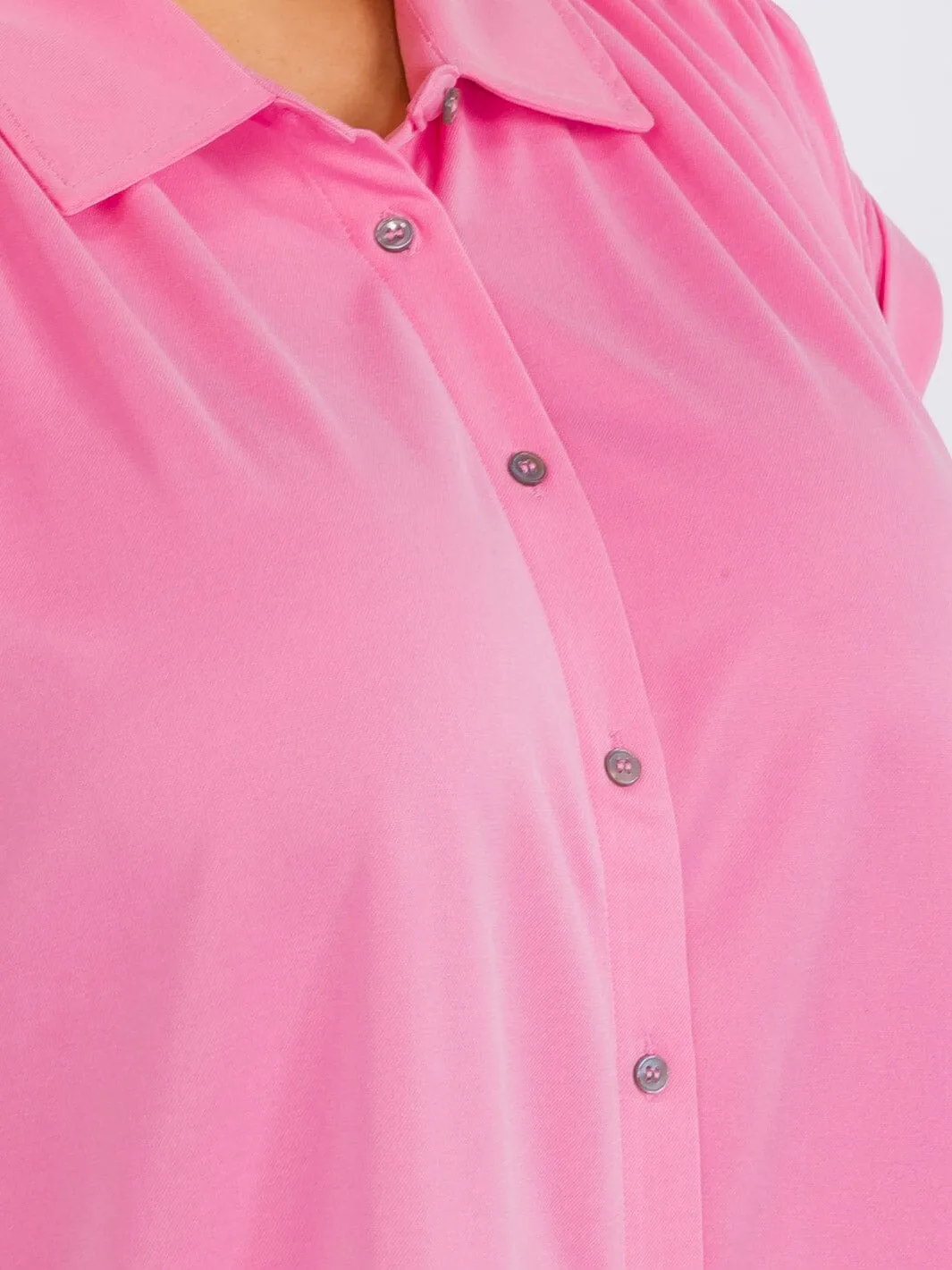 PLUS SIZE SHORT BUTTON UP BLOUSE TOP