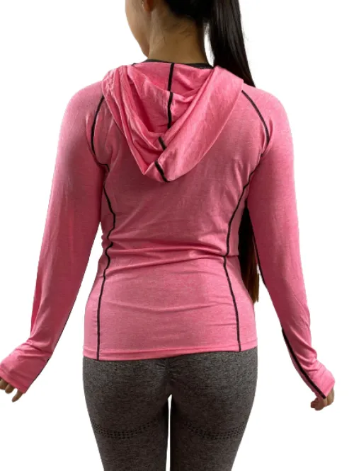 P.O.S.E Comfort Long Sleeve Gym Sports Top with Hoodie
