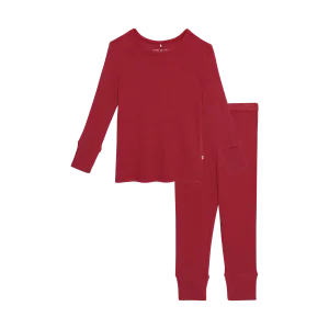 Posh Peanut Crimson Waffle Long Sleeve Classic Pajama Set