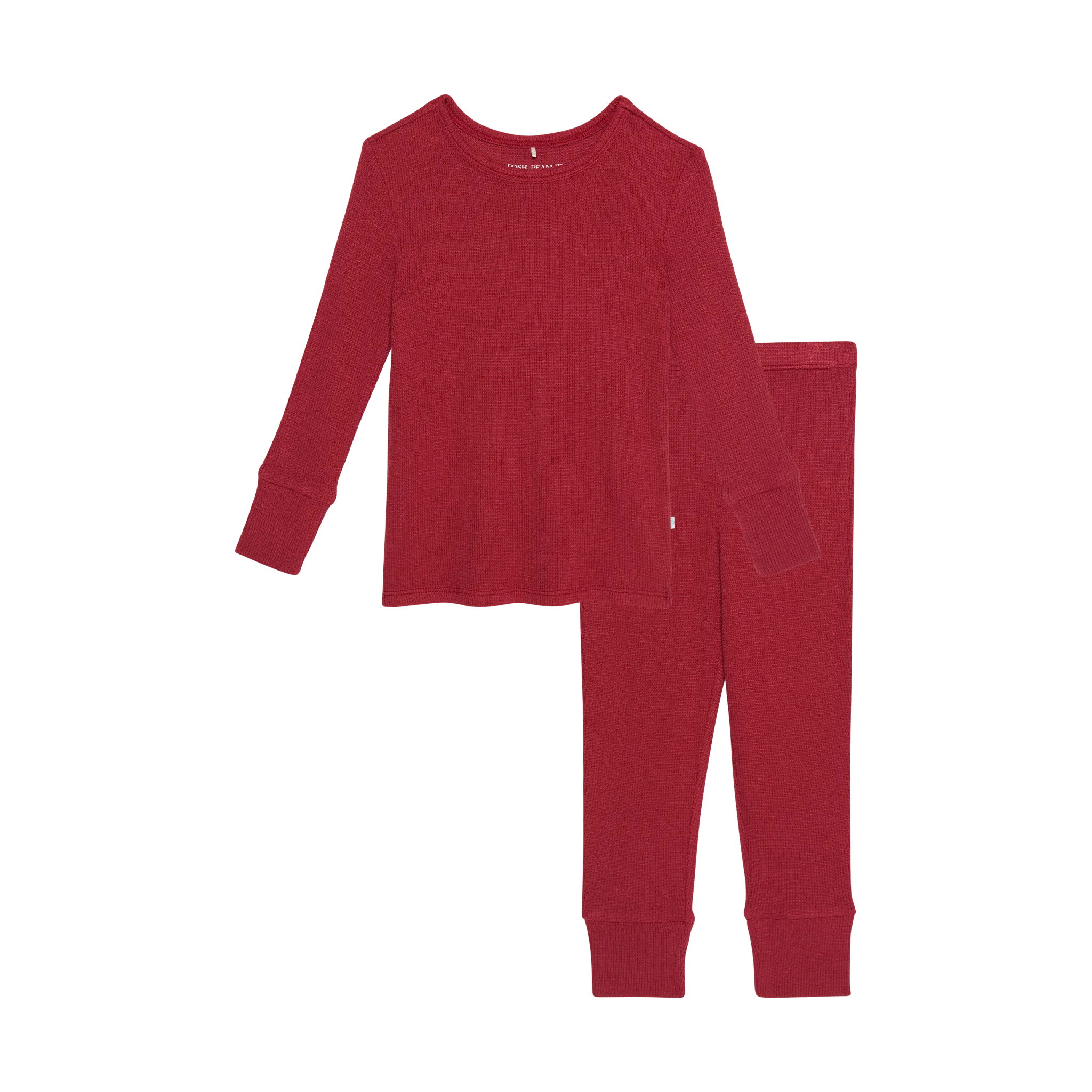 Posh Peanut Crimson Waffle Long Sleeve Classic Pajama Set