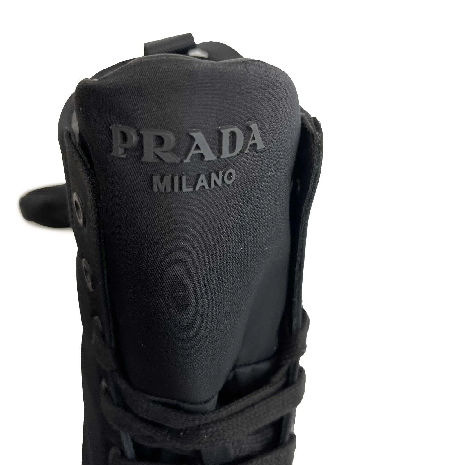 Prada - Wheel Nylon Black Zip Pouch High Top Sneakers - Size 12