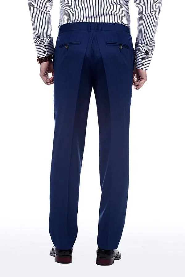 Premium Peak Lapel Navy Blue Three Piece Suits for Men with Double Breasted Vest