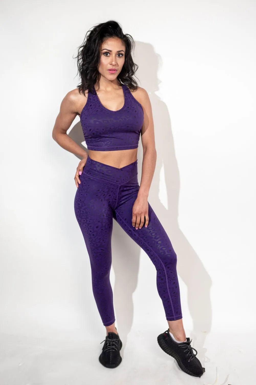 PURPLE CHEETAH SCRUNCH LEGGINGS