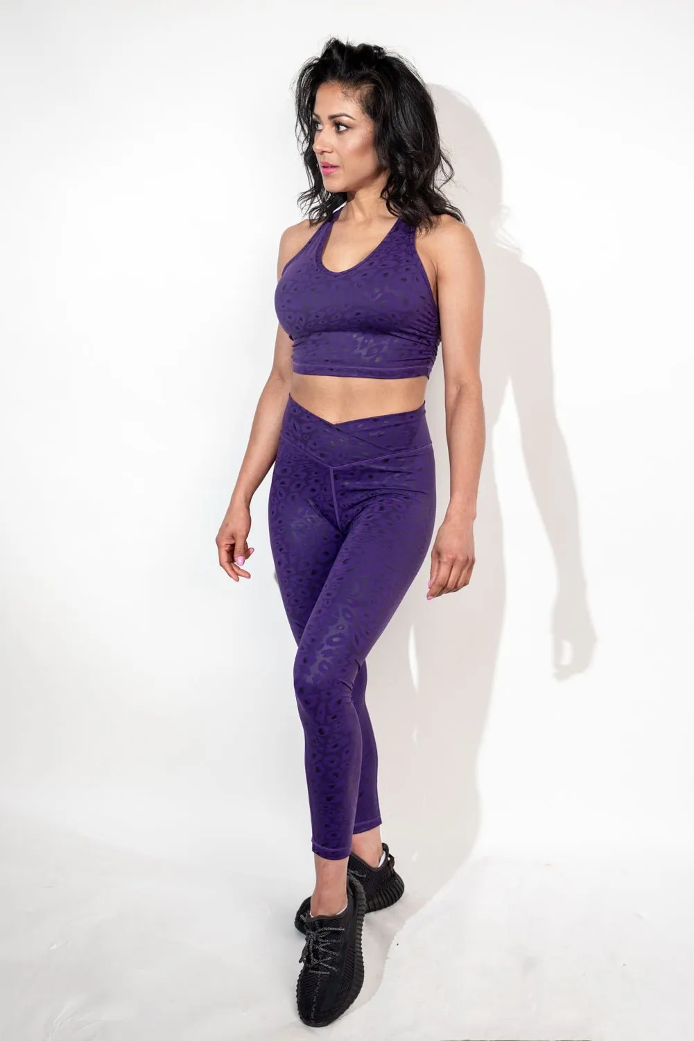 PURPLE CHEETAH SCRUNCH LEGGINGS